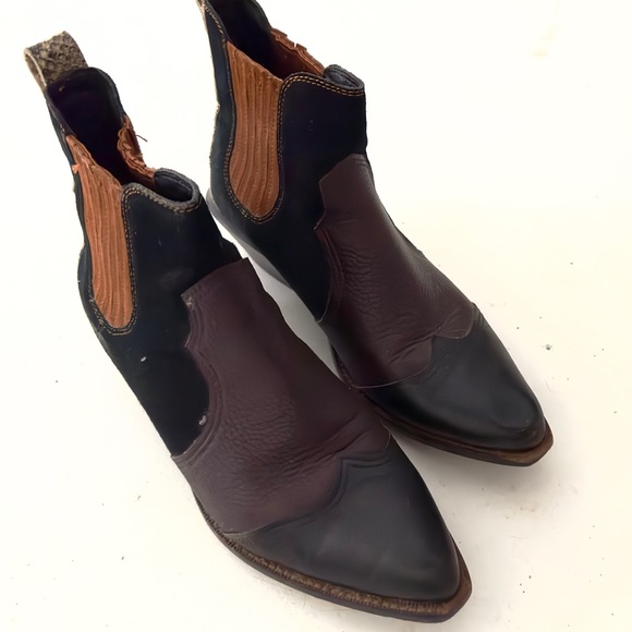 Coach Cowboy Ankle Bootie— multicolor leather with snakeskin strip - Picture 2 of 4